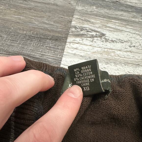 Eddie Bauer Brown Mens‎ XL Cotton Cashmere Quarter Zip Knit Mock Neck Sweater - Picture 4 of 8